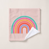 Abstrakter Retro-farbiger Regenbogen Badhandtuch Set (Waschlappen)