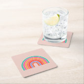 Abstrakter Retro-farbiger Regenbogen Rechteckiger Pappuntersetzer (Vor Ort)