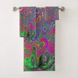 Abstrakter Retro-Flüssig-Swirl, schlaff Badhandtuch Set