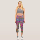 Abstrakter Retro-Flüssig-Swirl, schlaff Capri Leggings (Vorderseite)