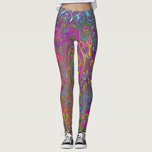 Abstrakter Retro-Flüssig-Swirl, schlaff Leggings (Vorderseite)