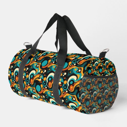 Abstrakter Retro-Funk Duffle Bag (Rechte Ecke)