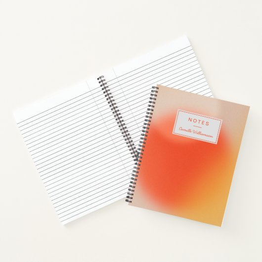 Abstrakter Retro-Gradient Orange-Individuelle Name Notizblock (Innenseite)