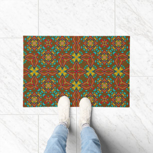 Abstrakter Retro Hippie Boho Pattern Tribal Fußmatte