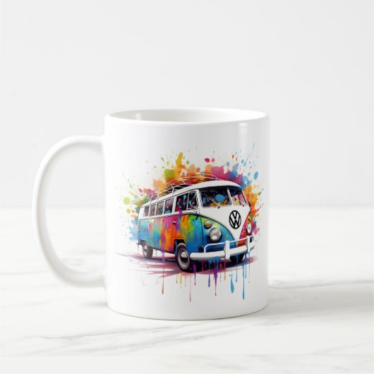 abstrakter Retro-Hippie-van Kaffeetasse (Links)