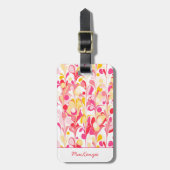 Abstrakter Retro-Marmor Rosa Personalisiert Gepäckanhänger (Vorderseite vertikal)