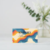 Abstrakter Retro Orange Blue Wavy Strip Fett moder Visitenkarte (Stehend Vorderseite)
