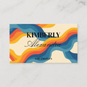 Abstrakter Retro Orange Blue Wavy Strip Fett moder Visitenkarte (Vorderseite)