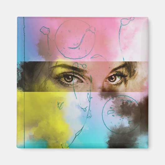 Abstrakter Retro Pop Art Magnet (Vorne)