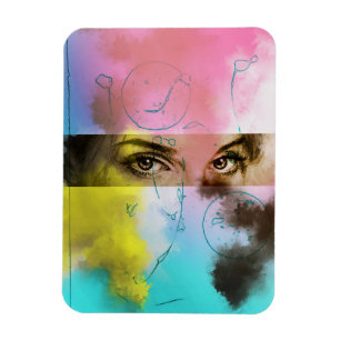 Abstrakter Retro Pop Kunst, Foto Magnet