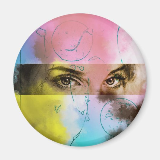 Abstrakter Retro Pop Kunst, Kultur und Kunst Magnet (Vorne)