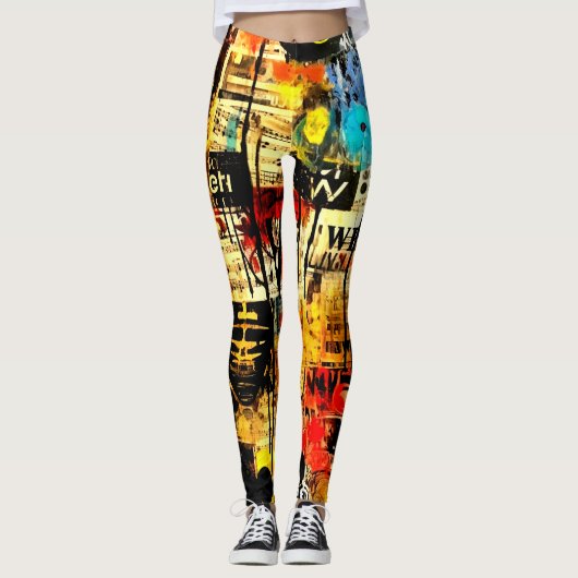 abstrakter Retro-Stil Leggings (Vorderseite)