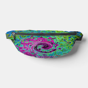 Abstrakter Retro-Swirl in Pink und Blau Groovy Bauchtasche