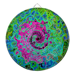 Abstrakter Retro-Swirl in Pink und Blau Groovy Dartscheibe