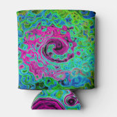 Abstrakter Retro-Swirl in Pink und Blau Groovy Dosenkühler (Rückseite)