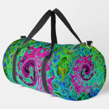 Abstrakter Retro-Swirl in Pink und Blau Groovy
