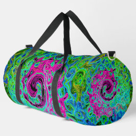 Abstrakter Retro-Swirl in Pink und Blau Groovy Duffle Bag
