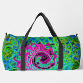 Abstrakter Retro-Swirl in Pink und Blau Groovy Duffle Bag (Vorderseite)