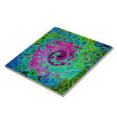 Abstrakter Retro-Swirl in Pink und Blau Groovy Fliese (Seite)