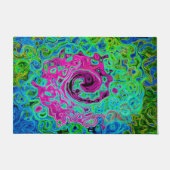 Abstrakter Retro-Swirl in Pink und Blau Groovy Fußmatte (Vorderseite)