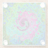 Abstrakter Retro-Swirl in Pink und Blau Groovy Glasuntersetzer (Rückseite)