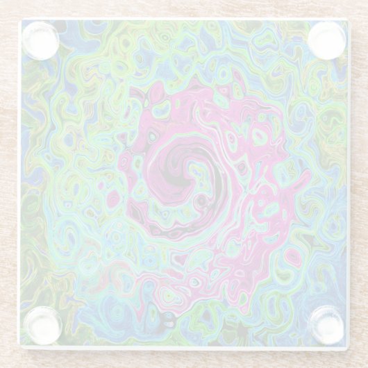 Abstrakter Retro-Swirl in Pink und Blau Groovy Glasuntersetzer (Rückseite)