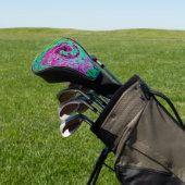 Abstrakter Retro-Swirl in Pink und Blau Groovy Golf Headcover (In SItu)