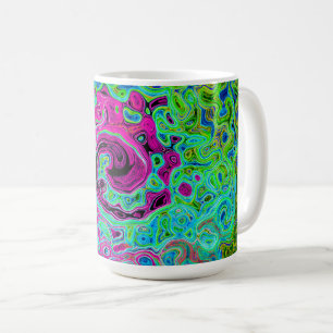 Abstrakter Retro-Swirl in Pink und Blau Groovy Kaffeetasse