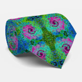 Abstrakter Retro-Swirl in Pink und Blau Groovy Krawatte (Gerollt)