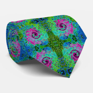 Abstrakter Retro-Swirl in Pink und Blau Groovy Krawatte