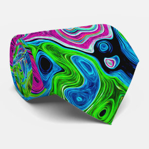Abstrakter Retro-Swirl in Pink und Blau Groovy Krawatte