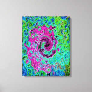 Abstrakter Retro-Swirl in Pink und Blau Groovy Leinwanddruck