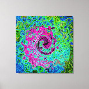 Abstrakter Retro-Swirl in Pink und Blau Groovy Leinwanddruck
