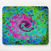 Abstrakter Retro-Swirl in Pink und Blau Groovy Mousepad (Vorne)