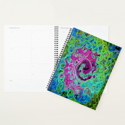 Abstrakter Retro-Swirl in Pink und Blau Groovy Planer (Anzeige)