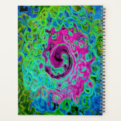 Abstrakter Retro-Swirl in Pink und Blau Groovy Planer (Rückseite)