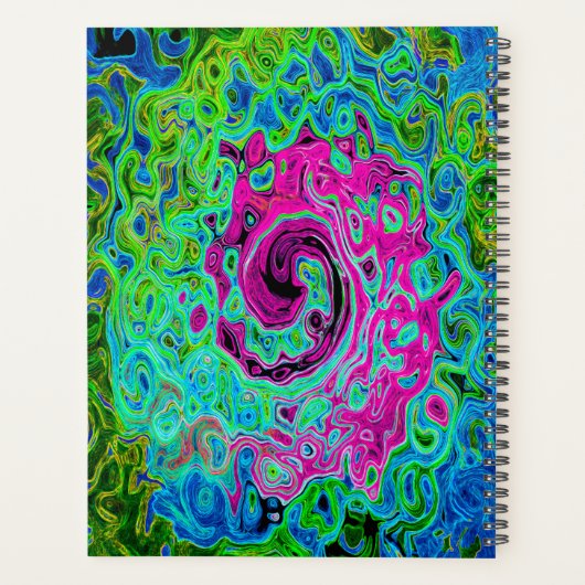 Abstrakter Retro-Swirl in Pink und Blau Groovy Planer (Rückseite)