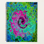 Abstrakter Retro-Swirl in Pink und Blau Groovy Planer (Vorderseite)