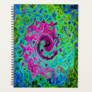 Abstrakter Retro-Swirl in Pink und Blau Groovy Planer