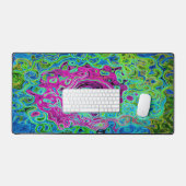 Abstrakter Retro-Swirl in Pink und Blau Groovy Schreibtischunterlage (Tastatur & Maus)