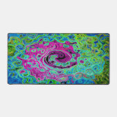 Abstrakter Retro-Swirl in Pink und Blau Groovy Schreibtischunterlage (Vorderseite)