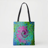 Abstrakter Retro-Swirl in Pink und Blau Groovy Tasche (Vorderseite)