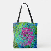 Abstrakter Retro-Swirl in Pink und Blau Groovy Tasche (Rückseite)
