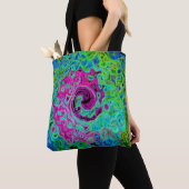 Abstrakter Retro-Swirl in Pink und Blau Groovy Tasche (Von Nahem)