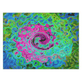 Abstrakter Retro-Swirl in Pink und Blau Groovy Tischdecke (Vorderseite (Horizontal))