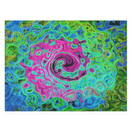 Abstrakter Retro-Swirl in Pink und Blau Groovy Tischdecke