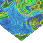 Abstrakter Retro-Swirl in Pink und Blau Groovy Tischdecke (Schrägansicht)