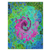 Abstrakter Retro-Swirl in Pink und Blau Groovy Tischdecke (Vorderseite)
