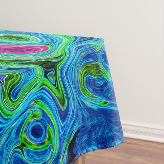 Abstrakter Retro-Swirl in Pink und Blau Groovy Tischdecke (Beispiel)