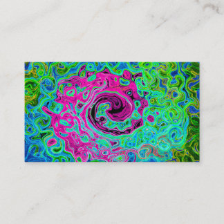 Abstrakter Retro-Swirl in Pink und Blau Groovy Visitenkarte